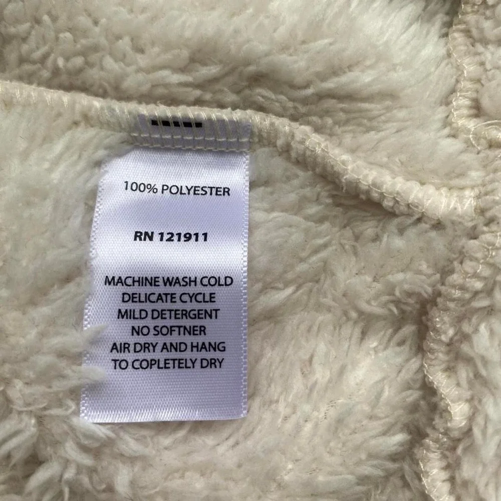 LNA Clothing cream Sherpa faux fur jacket with black leather details size S